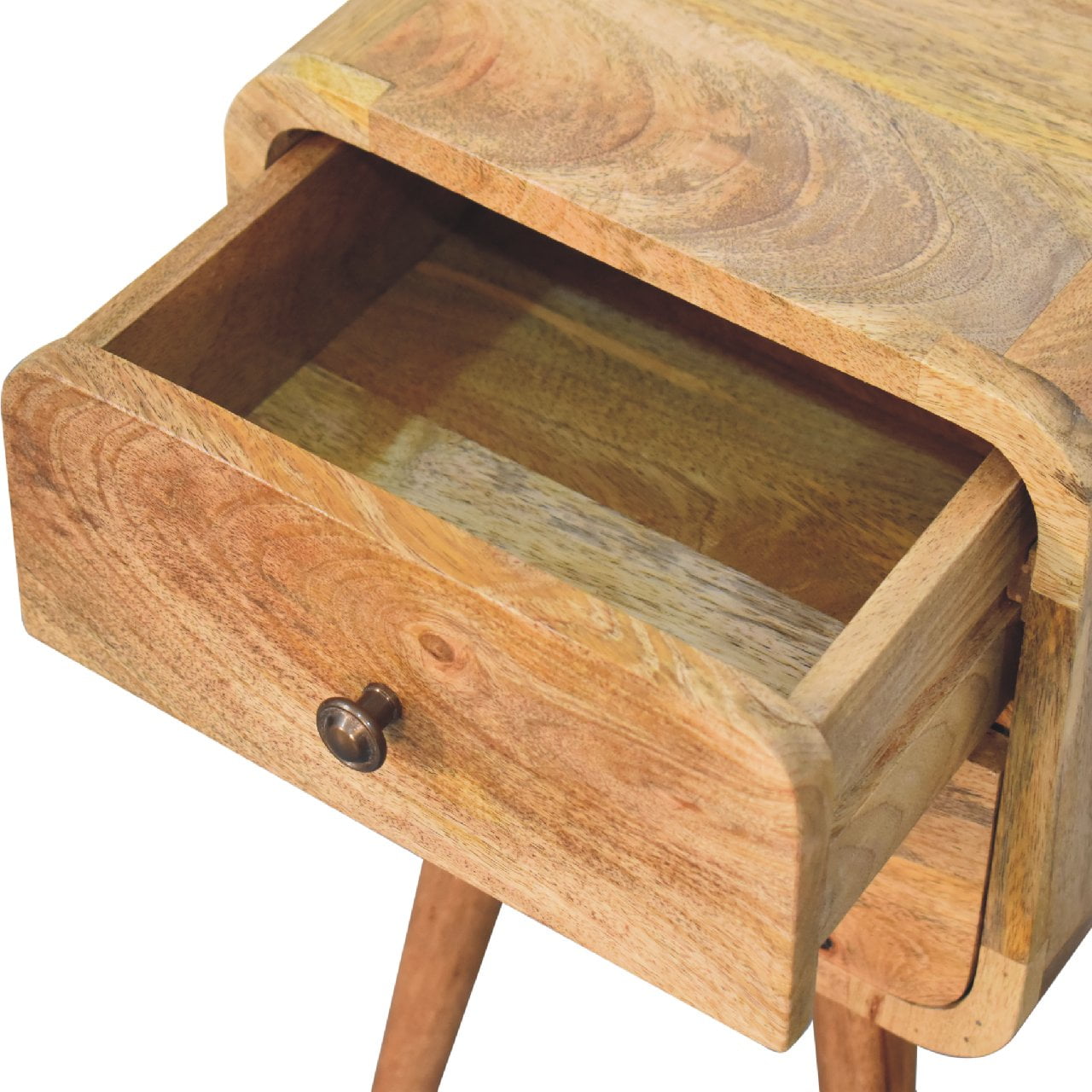 Modal handmade natural mango 2 drawer narrow bedside table