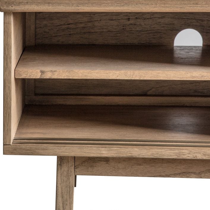 Haiku solid Mindi and Rattan Japandi Style Wood TV Stand | MalletandPlane.com