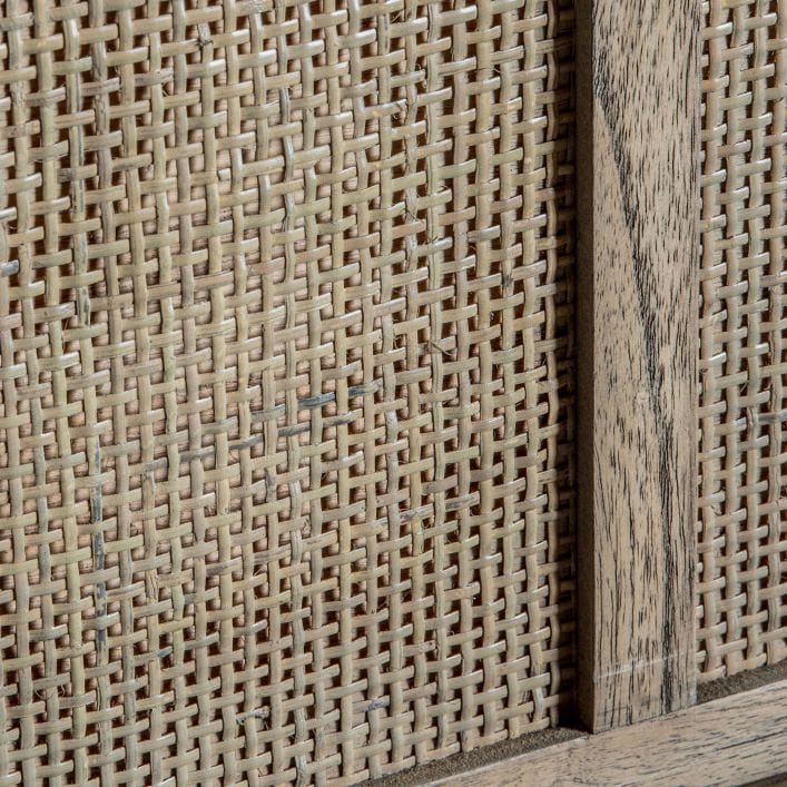 Haiku solid Mindi and Rattan Japandi Style Wood TV Stand | MalletandPlane.com