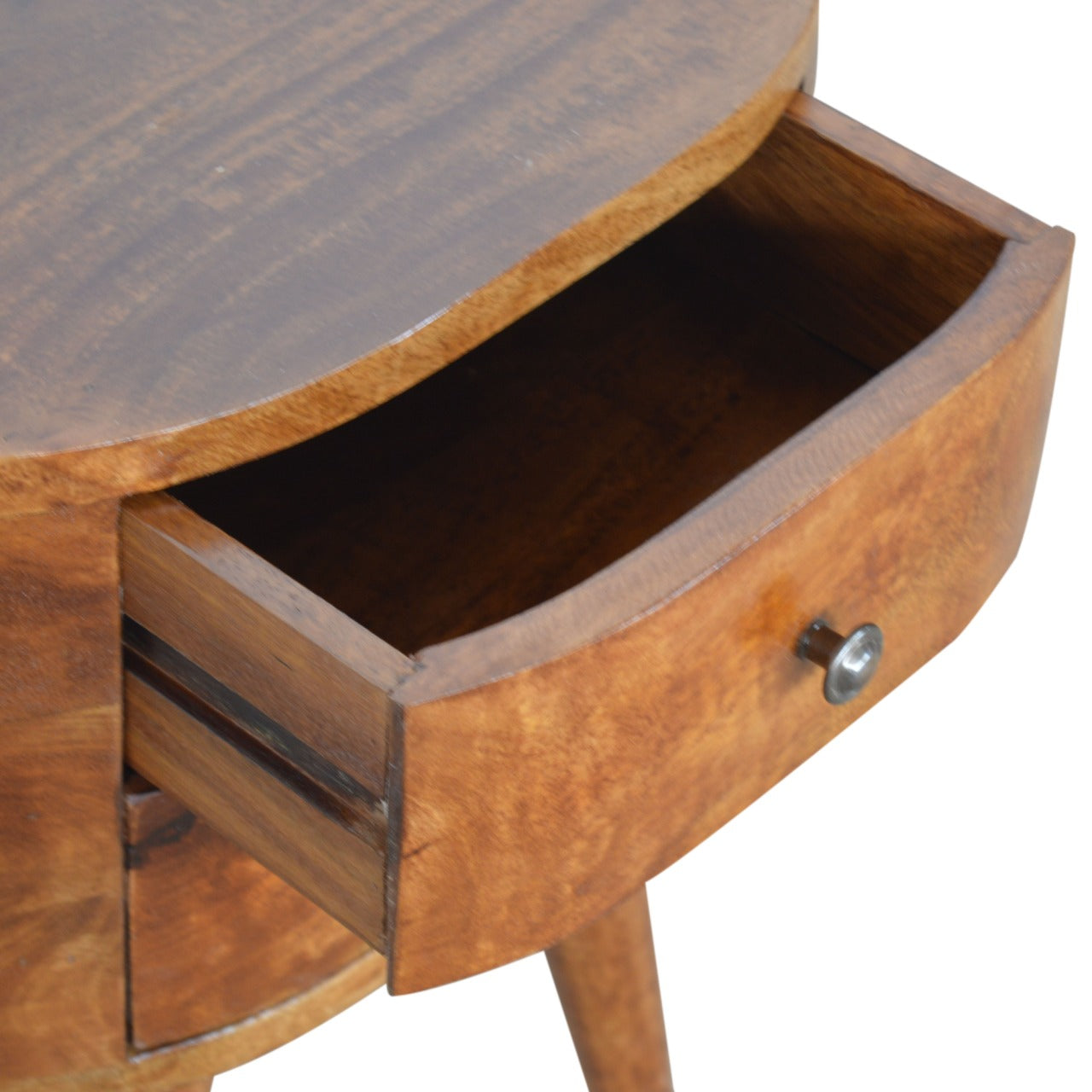 Regent Handmade Solid Wood Bedside Table with 2 Drawers in Deep Chestnut Finish | malletandplane.com