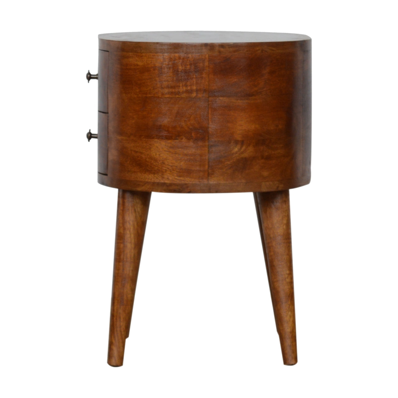 Regent Handmade Solid Wood Bedside Table with 2 Drawers in Deep Chestnut Finish | malletandplane.com