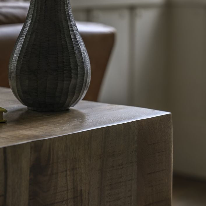 Quincy 100% mango rustic wood side table in natural finish | malletandplane.com