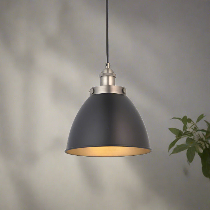 Eddie small pewter and matt black pendant light | MalletandPlane.com