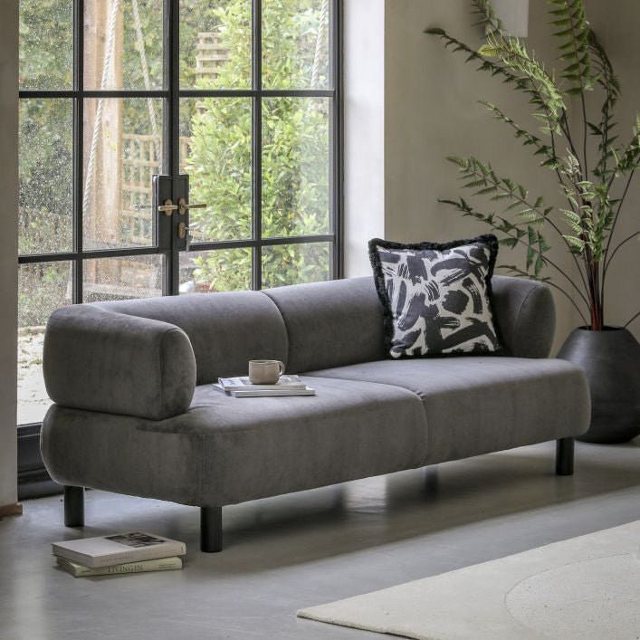 Harvey curved anthracite 3 seat sofa | malletandplane.com