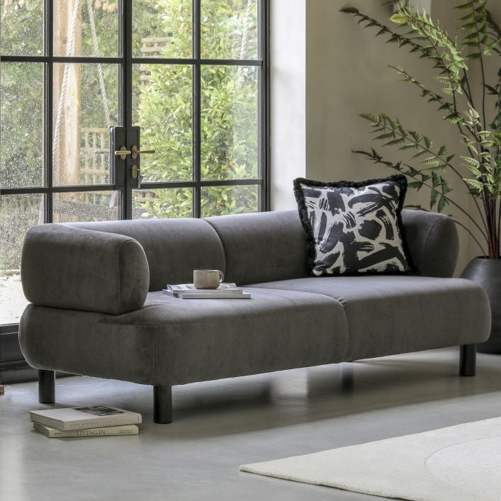 Harvey curved anthracite 3 seat sofa | malletandplane.com