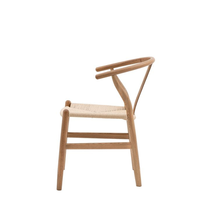 Burnham set of 2 dining chairs in either natural or black stained wood with wishbone back and handwoven kraft seat | malletandplane.com