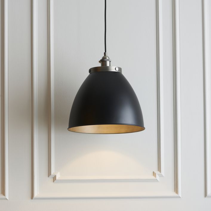 Eddie large pewter and matt black pendant light | MalletandPlane.com