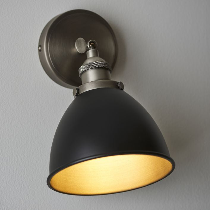 Eddie Pewter and Black bistro style wall light | MalletandPlane.com