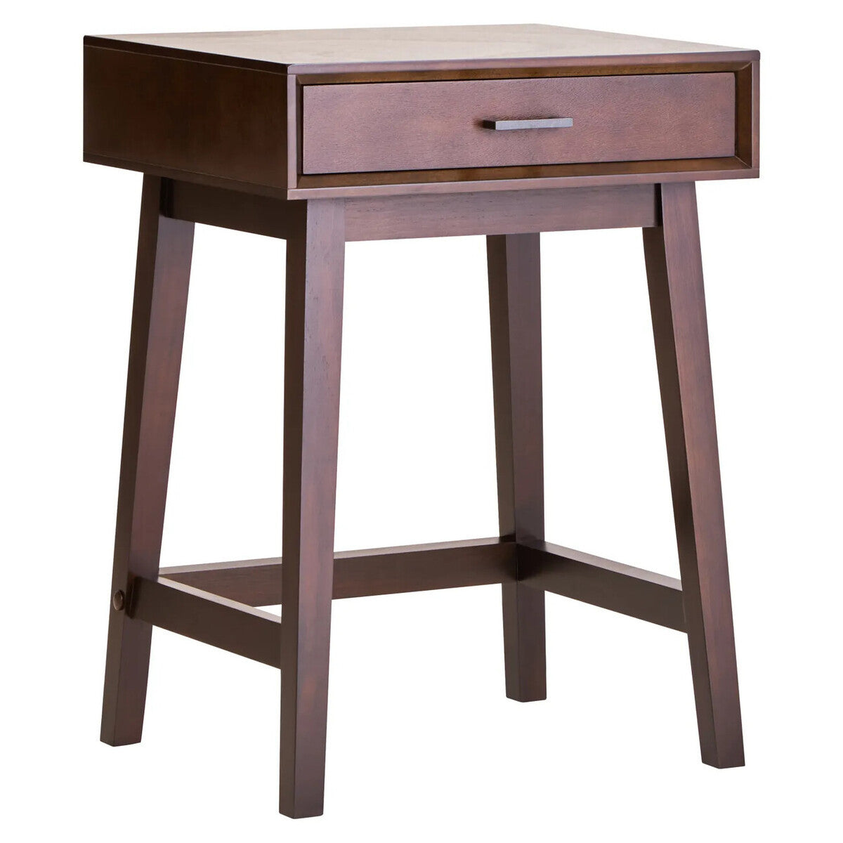 Norton Walnut Bedside Table 66cm Tall 1 Drawer Pine Wood Nightstand