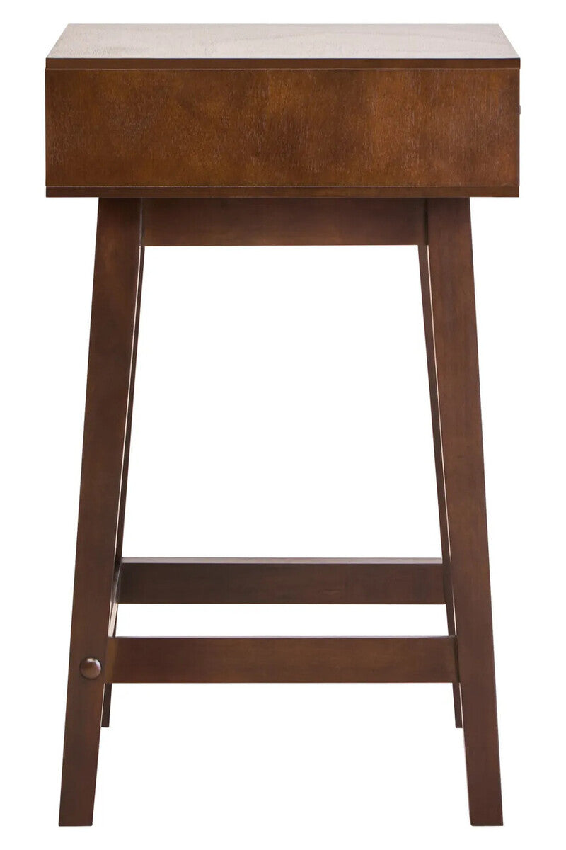 Norton Walnut Bedside Table 66cm Tall 1 Drawer Pine Wood Nightstand