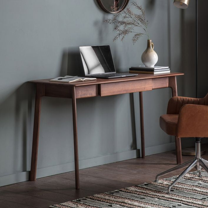 Cadiz home office desk in solid walnut with 1 drawer | malletandplane.com