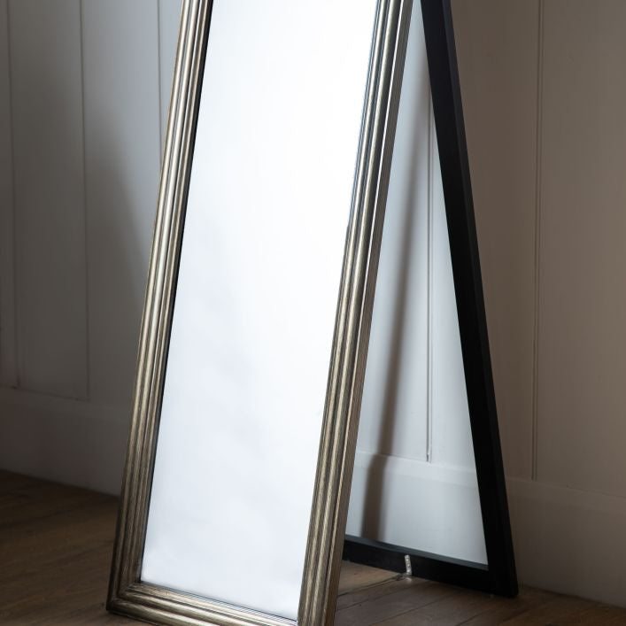 Chandler cheval mirror in antique brushed brass finish | malletandplane.com