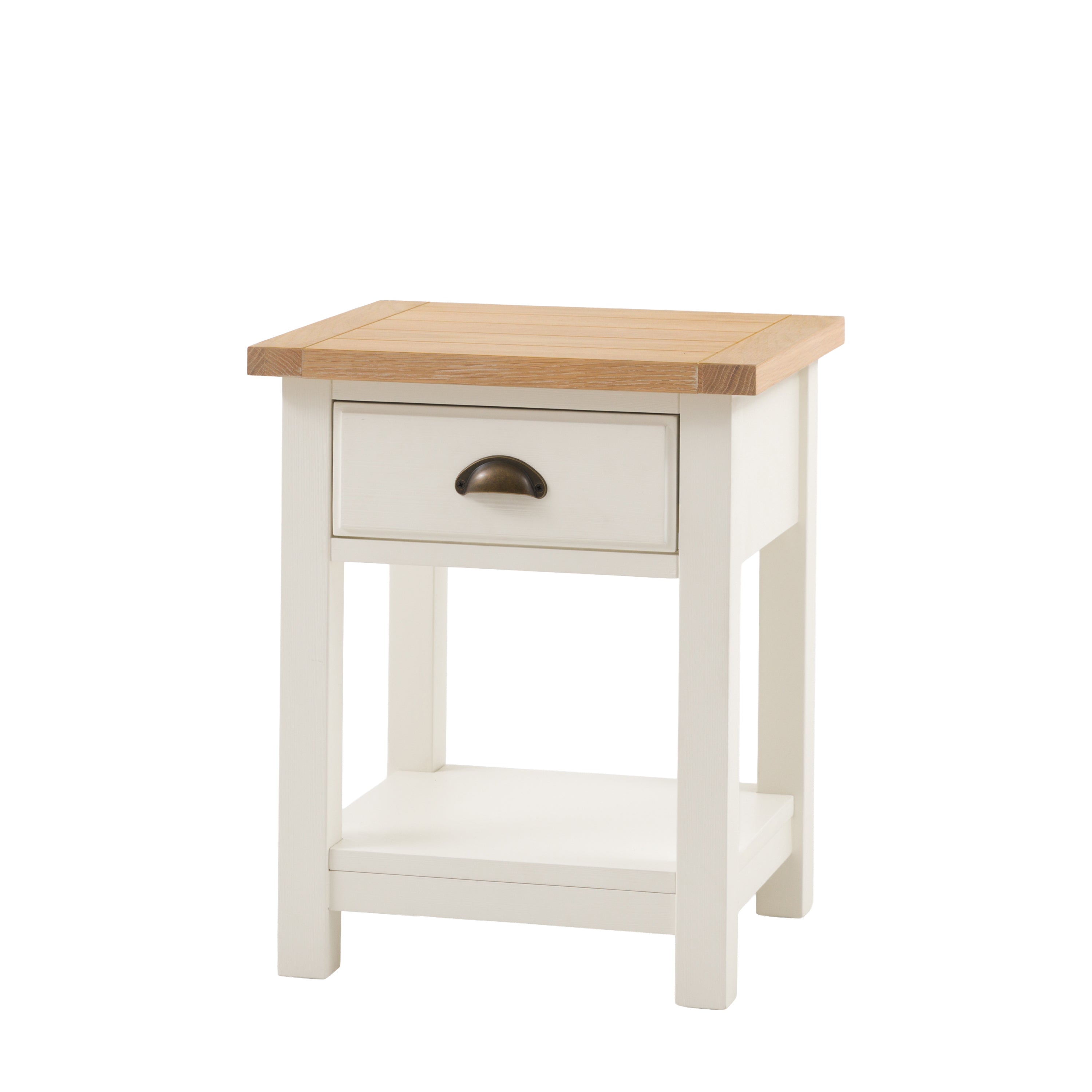 Jora White 1 Drawer / 1 Shelf Bedside Table - detail and lifestyle view 5