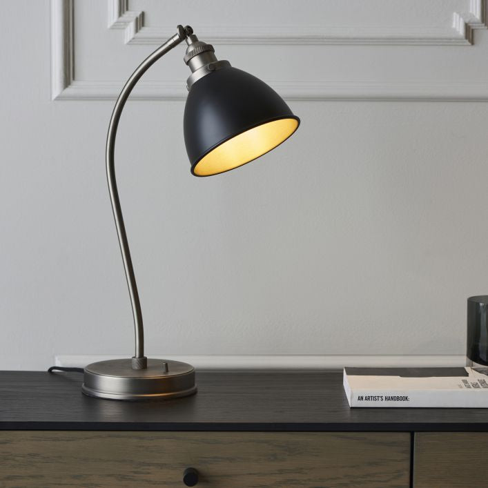 Eddie Pewter and Matt black Table Lamp | MalletandPlane.com