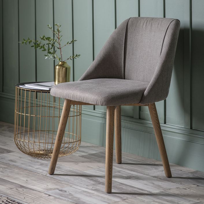 Edgar set of 2 dining chairs with ash legs and linen upholstery | MalletandPlane.com