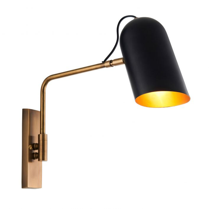 Harry adjustable antique brass and matt black wall light | MalletandPlane.com