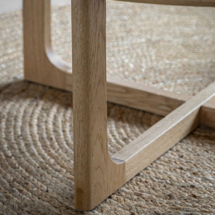 Artisan natural oak 900mm round coffee table | malletandplane.com