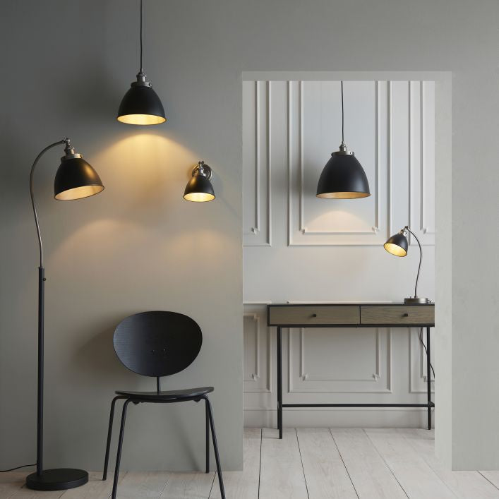 Eddie small pewter and matt black pendant light | MalletandPlane.com