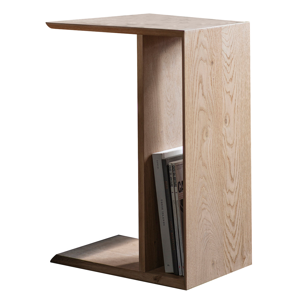 Jakob oak chevron supper table with integrated book storage | MalletandPlane.com