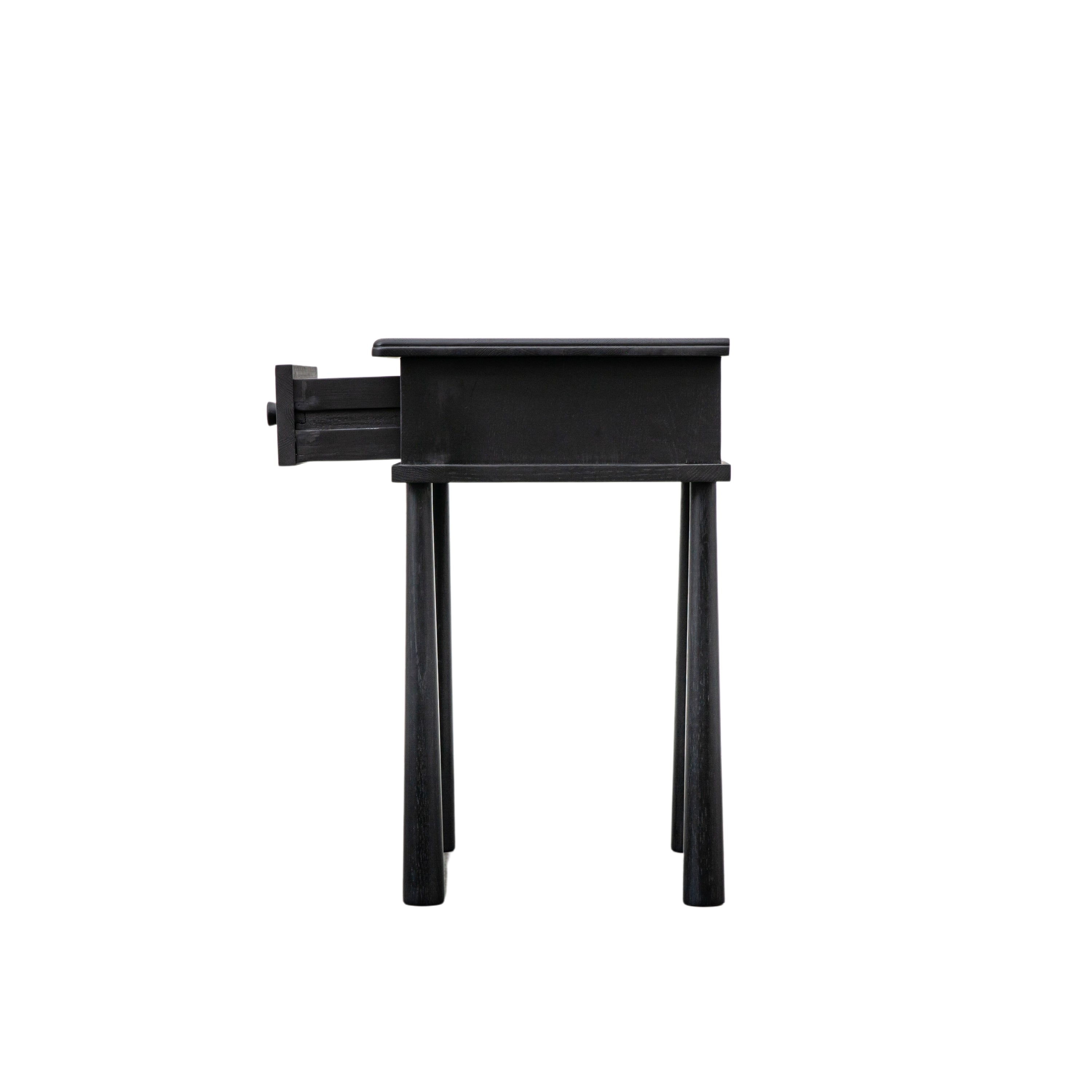 Axel Nordic style black bedside table with pull out drawer | MalletandPlane.com