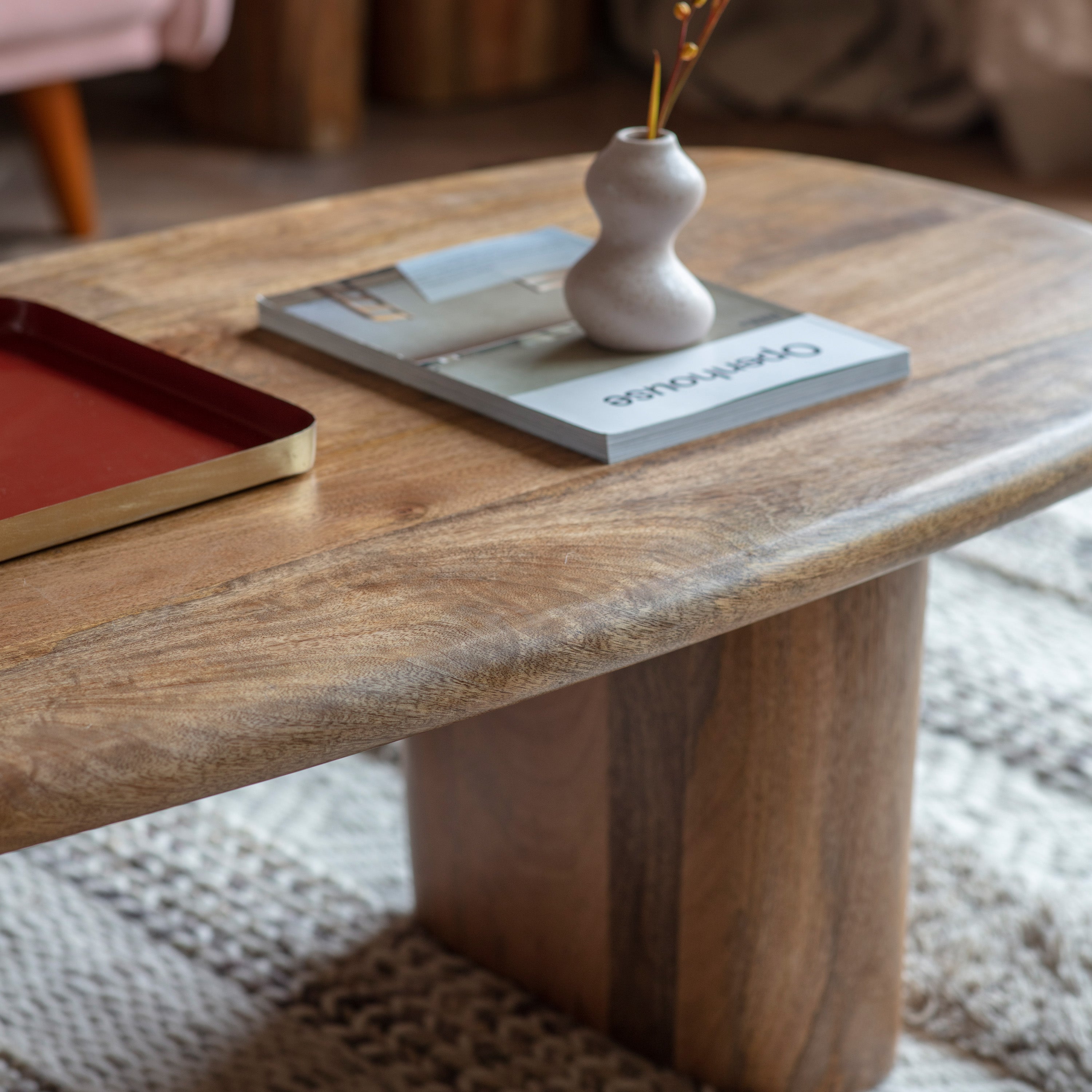 Jasper organically shaped chunky mango wood coffee table | MalletandPlane.com