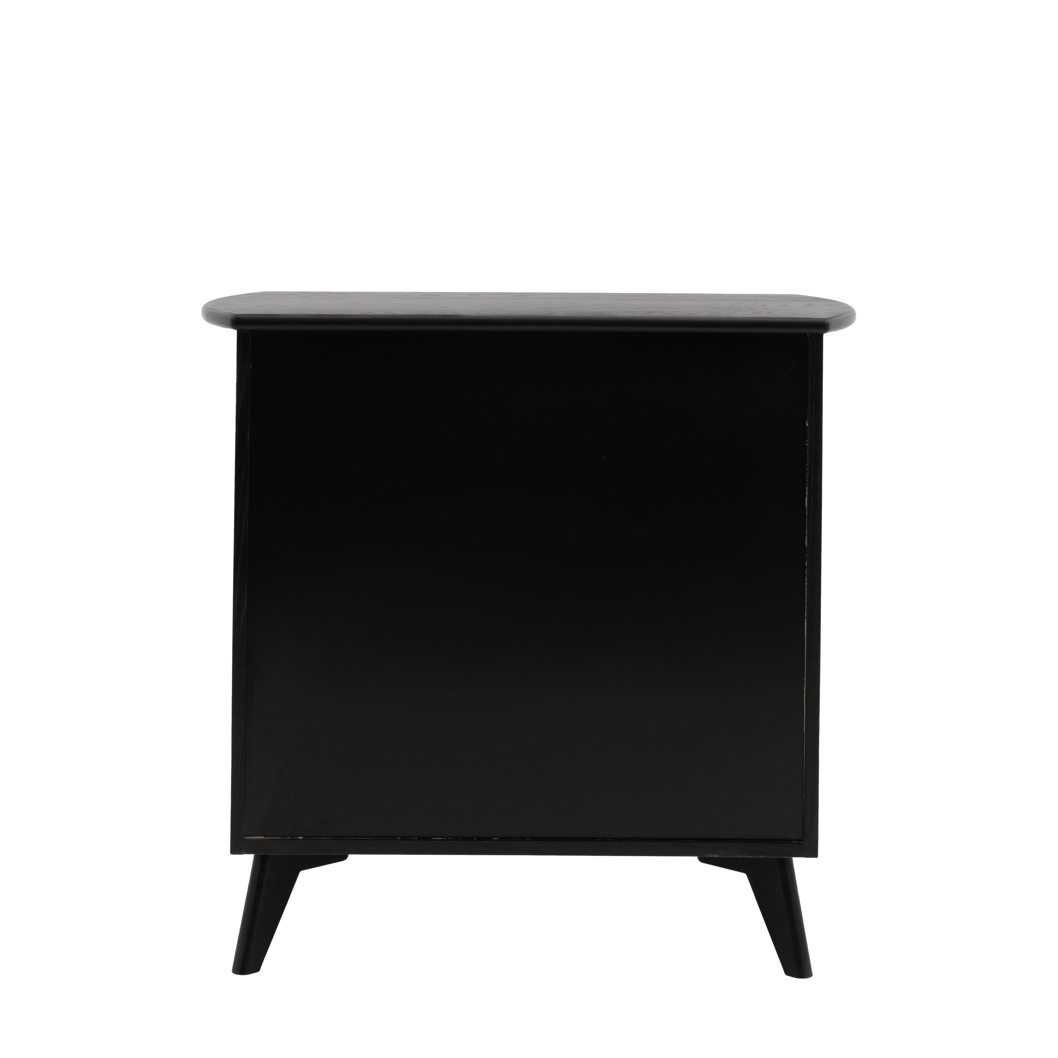 Hoxton Chest of Drawers in black oak with contrasting rattan drawer frontals | MalletandPlane.com