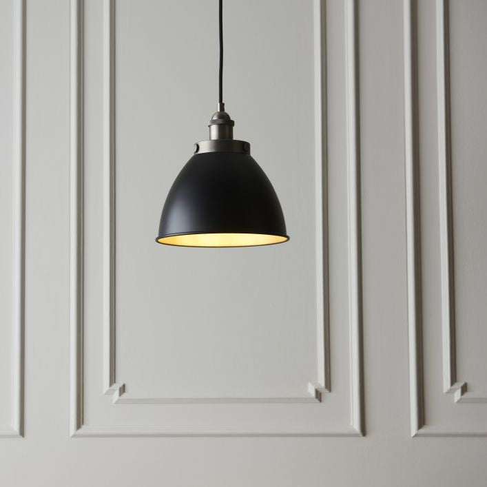 Eddie small pewter and matt black pendant light | MalletandPlane.com