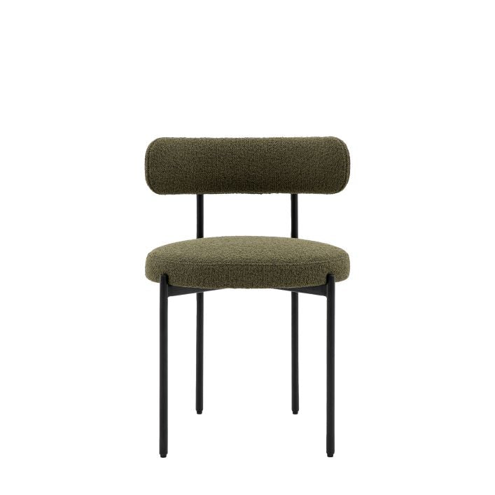 Circa upholstered curved dining chair set of 2 with black metal frame | malletandplane.com