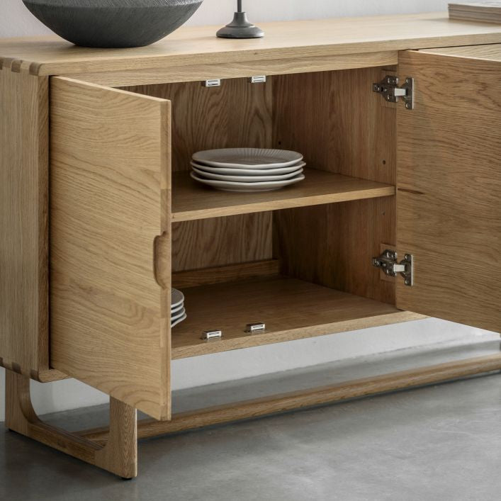 Artisan natural oak four door sideboard | malletandplane.com