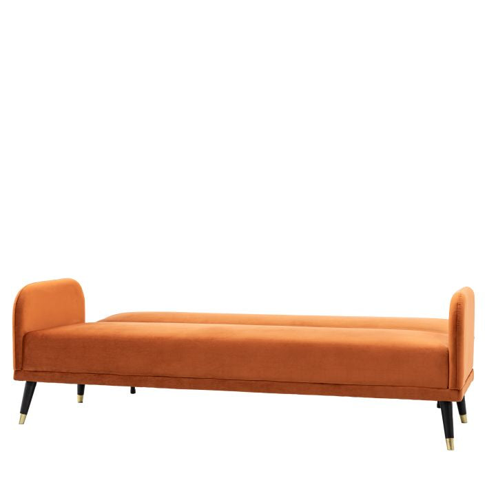 Steve click clack sofa bed in rust, cyan blue, or deep grey upholstery | malletandplane.com