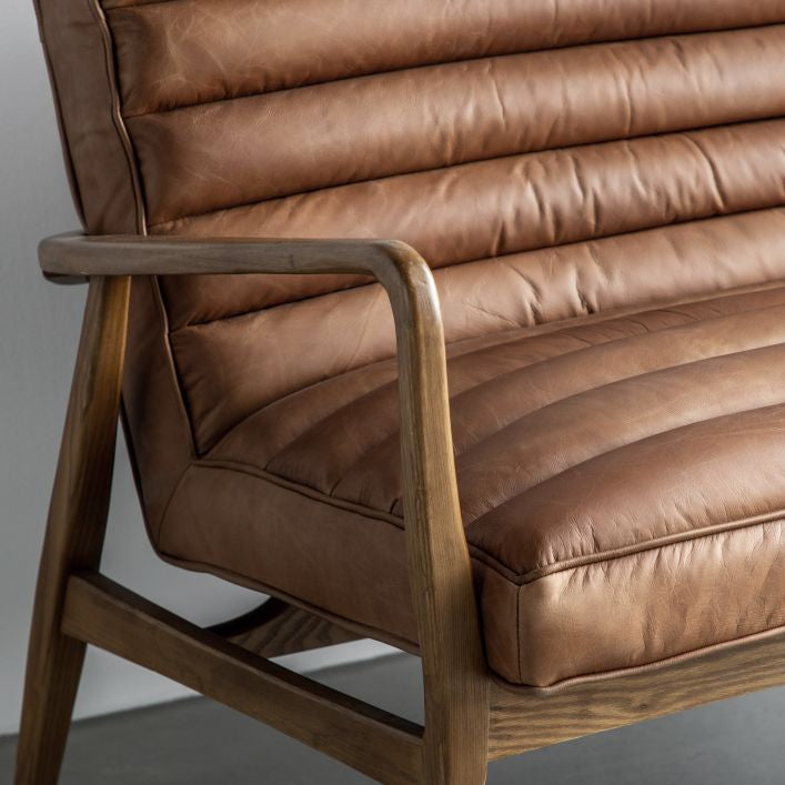 MARCUS 2 seat mid century sofa in vintage brown leather | malletandplane.com