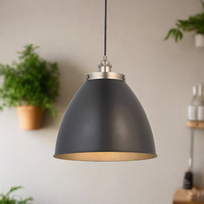 Eddie large pewter and matt black pendant light | MalletandPlane.com