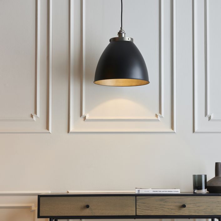 Eddie large pewter and matt black pendant light | MalletandPlane.com