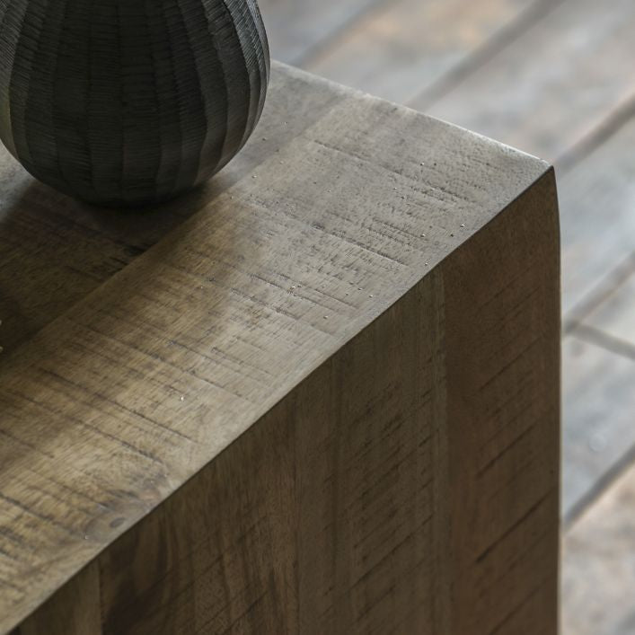 Quincy 100% mango rustic wood side table in natural finish | malletandplane.com