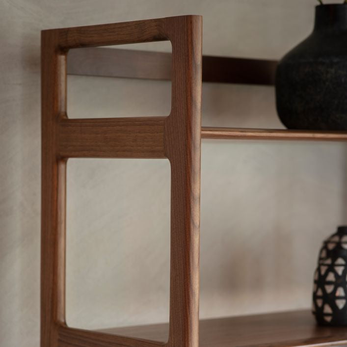 Cadiz solid walnut open storage shelves with 2 door cupboard | malletandplane.com