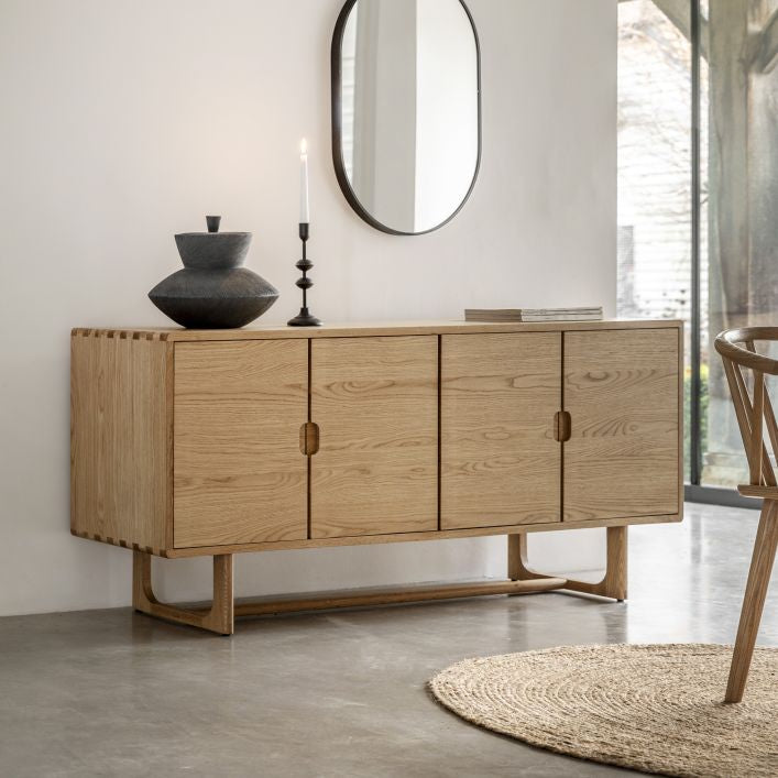 Artisan natural oak four door sideboard | malletandplane.com