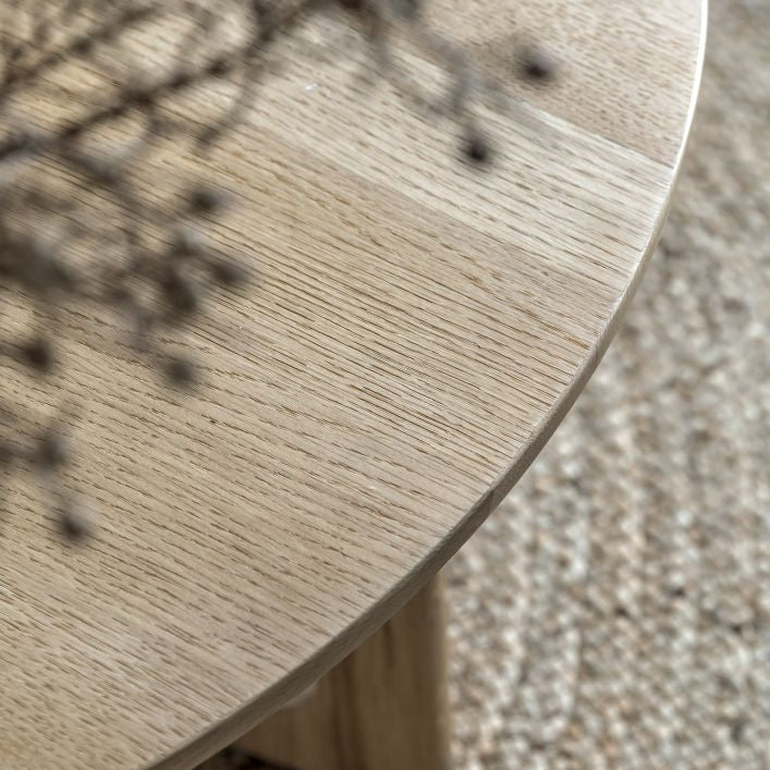 Artisan natural oak 900mm round coffee table | malletandplane.com