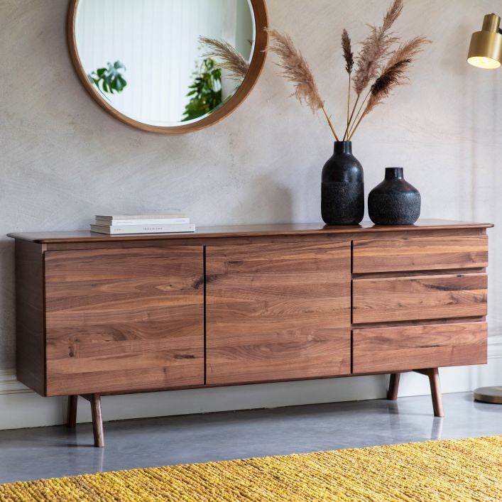 Cadiz sideboard with 2 doors and 3 drawers in solid walnut | malletandplane.com