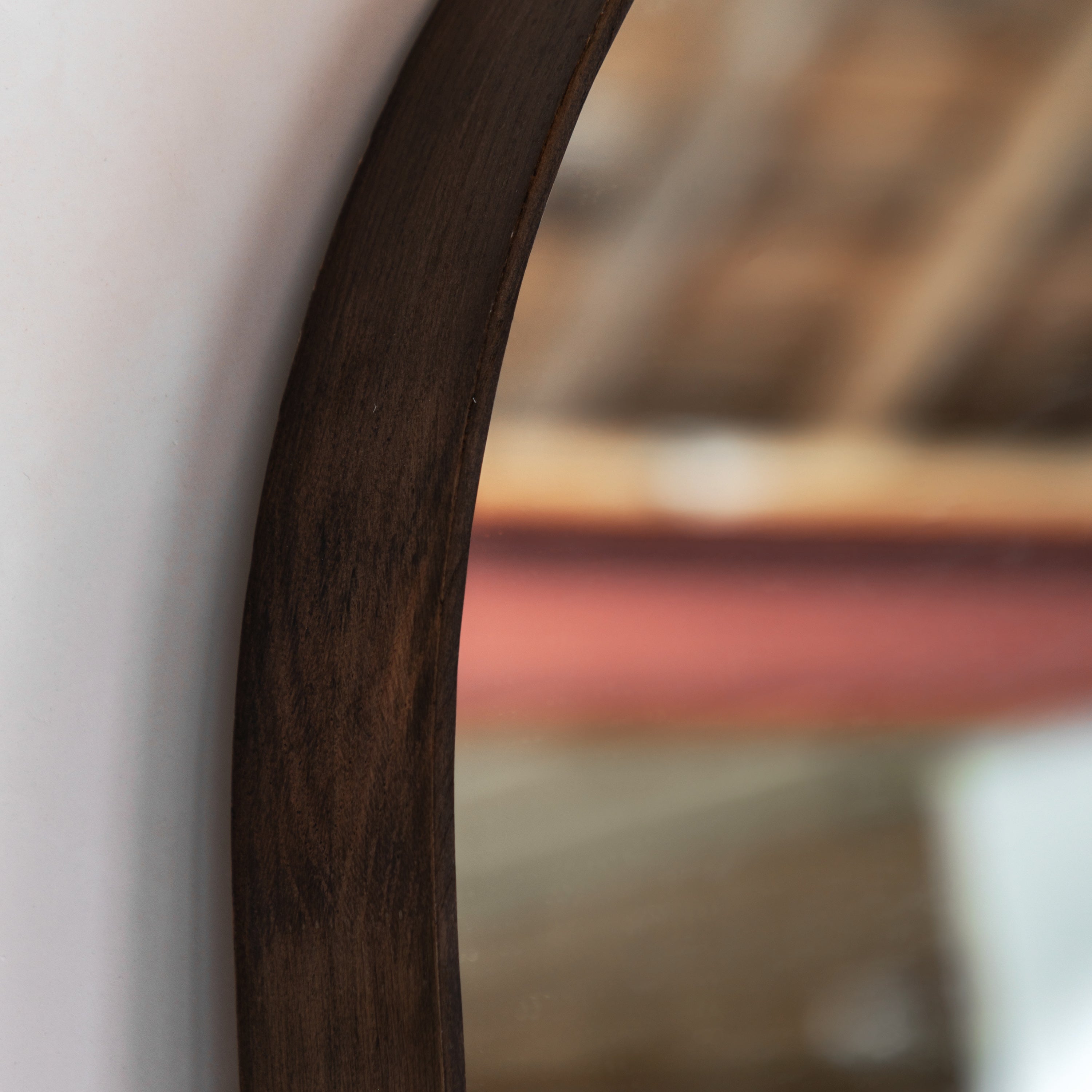 Helsinki Arch Leaner Mirror Walnut - detail and lifestyle view 3