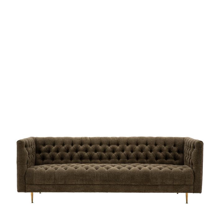 Banbury deep buttoned 3 seat moss green fabric sofa | malletandplane.com