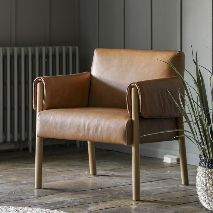 Brad soft brown leather armchair | malletandplane.com