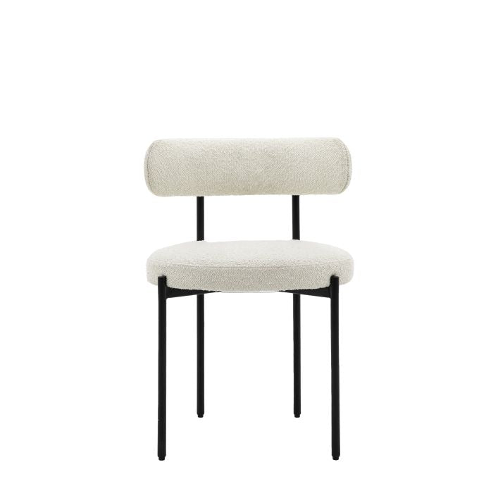 Circa upholstered curved dining chair set of 2 with black metal frame | malletandplane.com