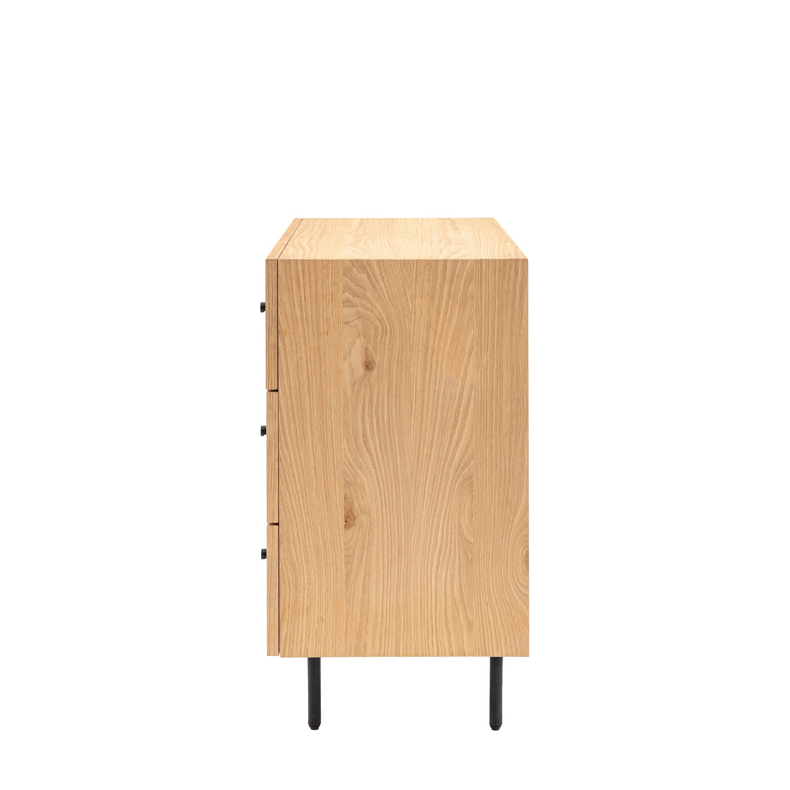 ALBY 3 Drawer Chest – Natural Oak & Black Metal | malletandplane.com