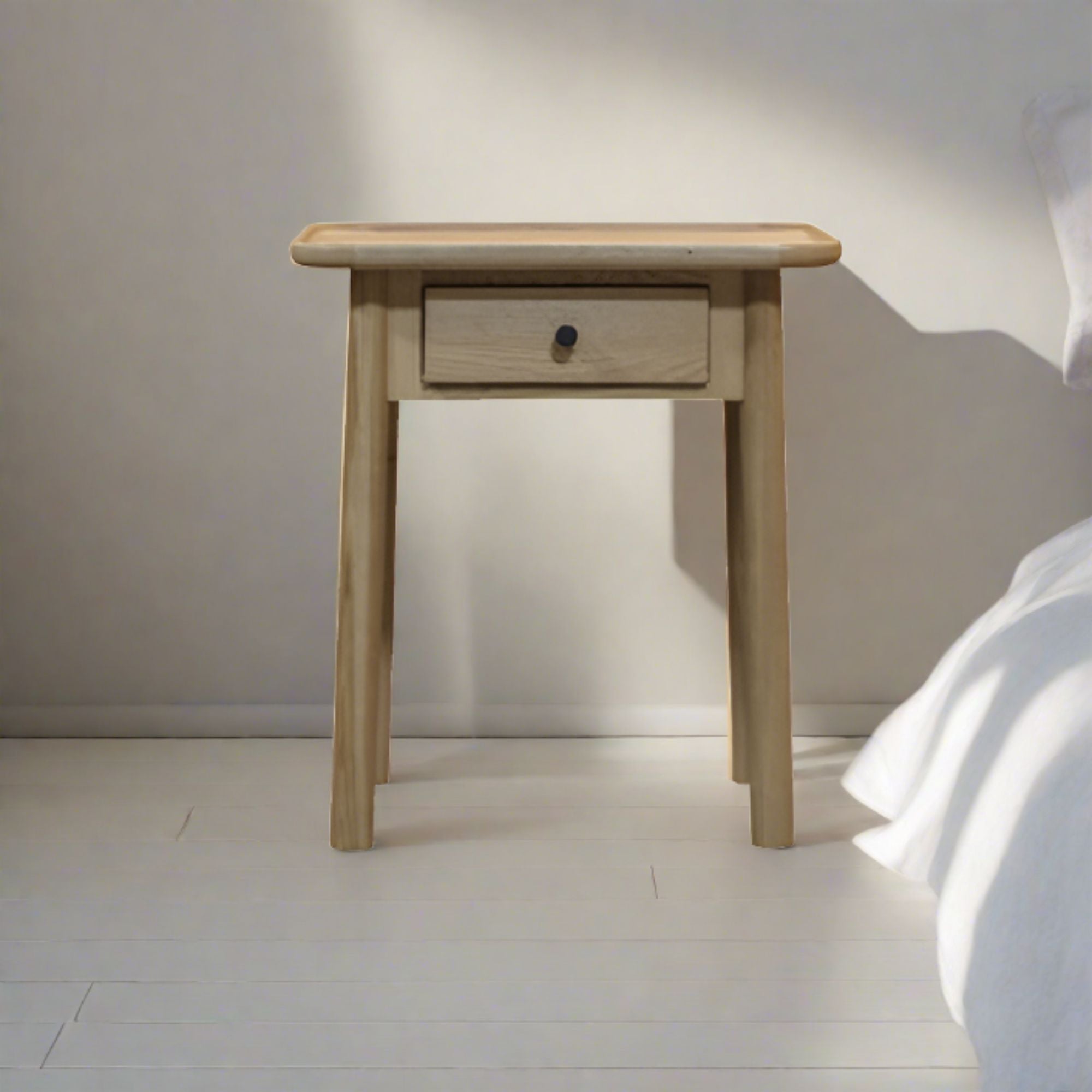 Alfie 1 drawer bedside table in natural oak finish | MalletandPlane.com