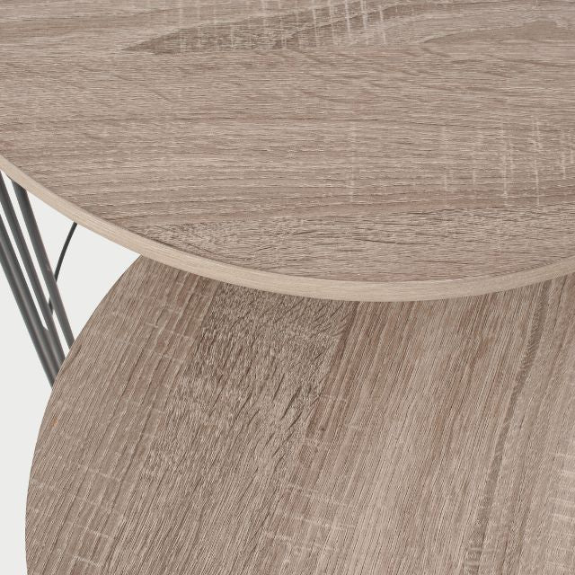 Alma Side Tables (Set of 2) – Dark Oak Veneer & Black Metal Base | malletandplane.com