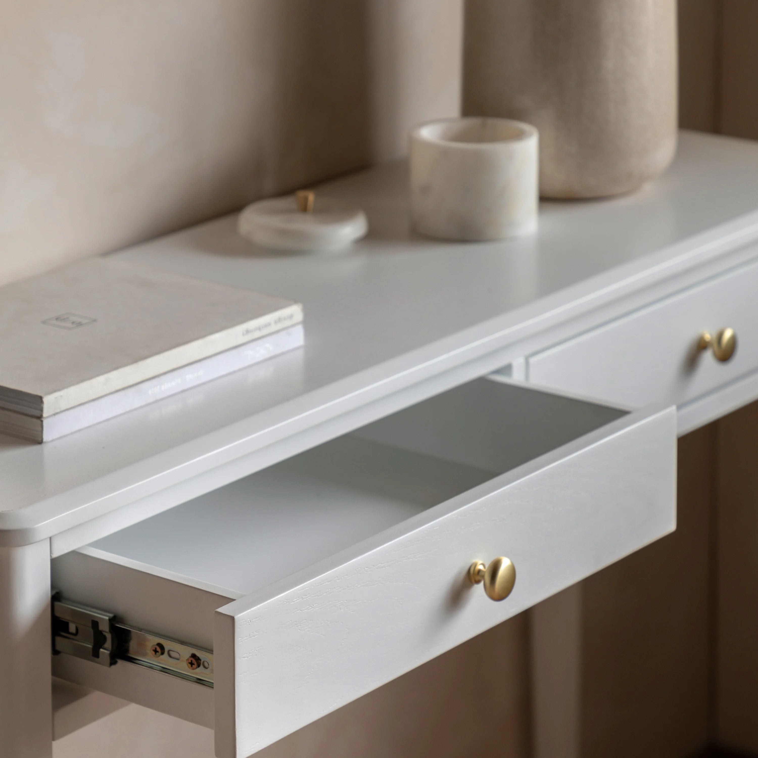 Alvar white 2 drawer console table 