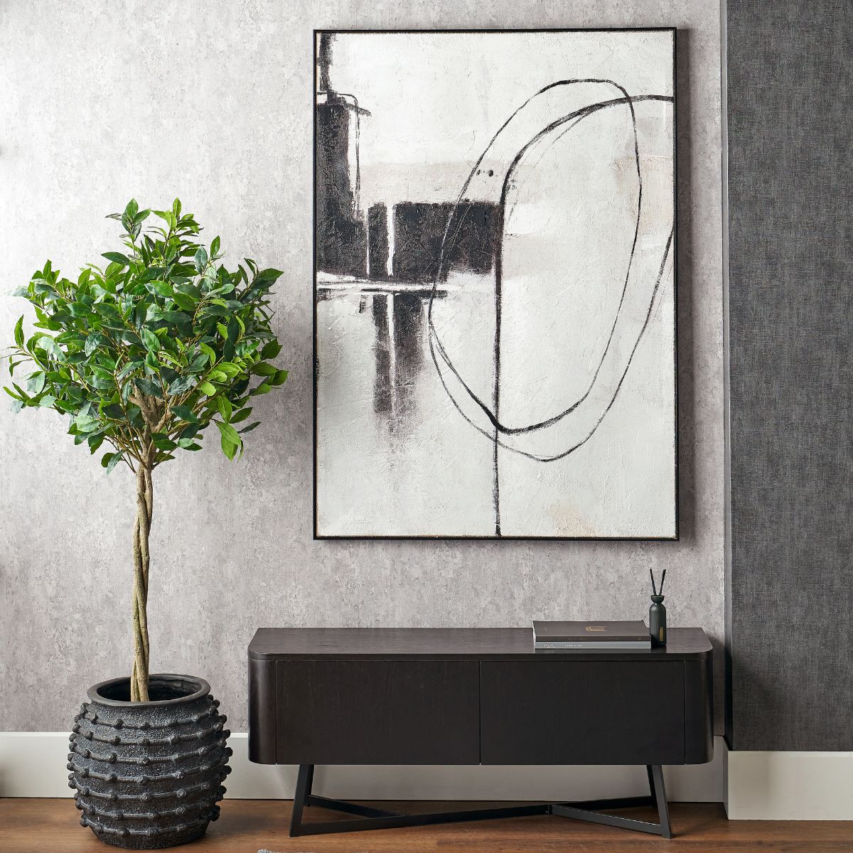 AXIS – Monochrome Abstract Canvas with Black Frame