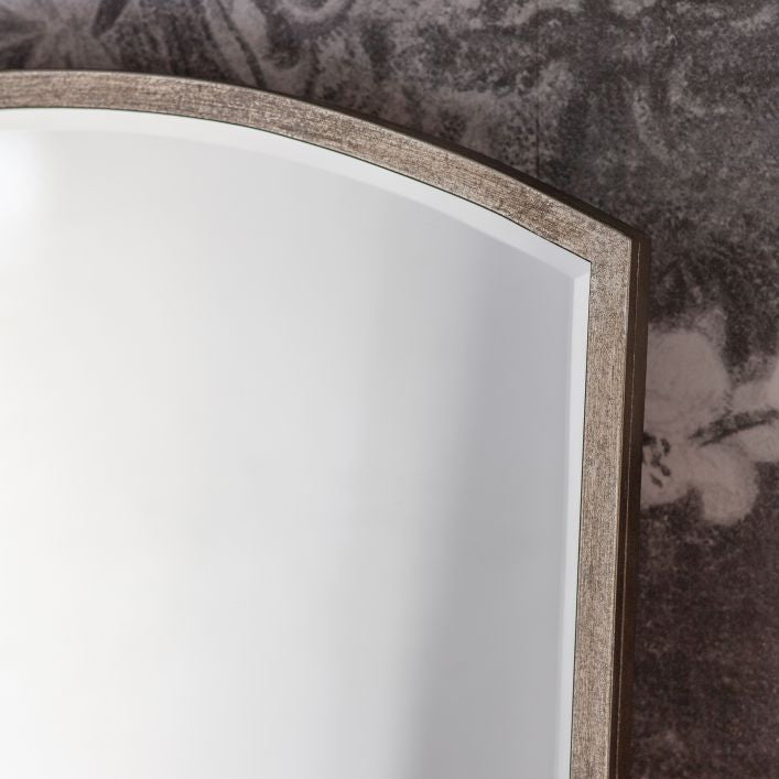 Heathfield small arched mirror with thin metal antique silver frame | malletandplane.com