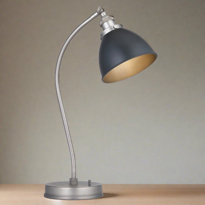 Eddie Pewter and Matt black Table Lamp | MalletandPlane.com