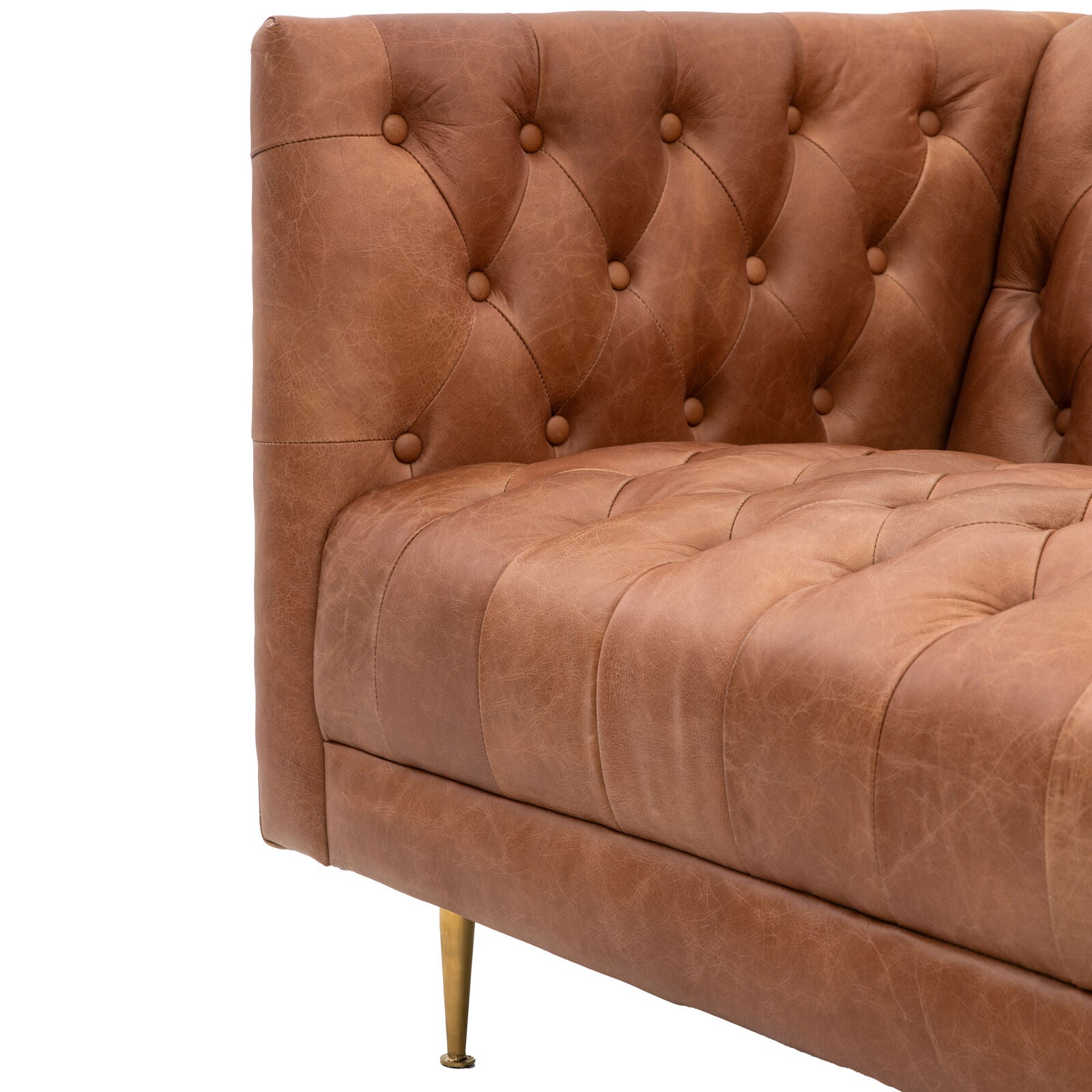 Banbury deep buttoned 3 seat brown leather sofa | malletandplane.com